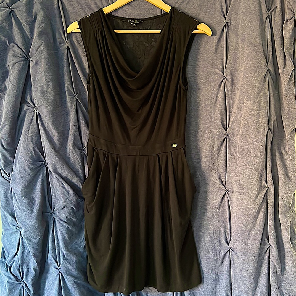 Black Dress with Lace Back and Pockets!